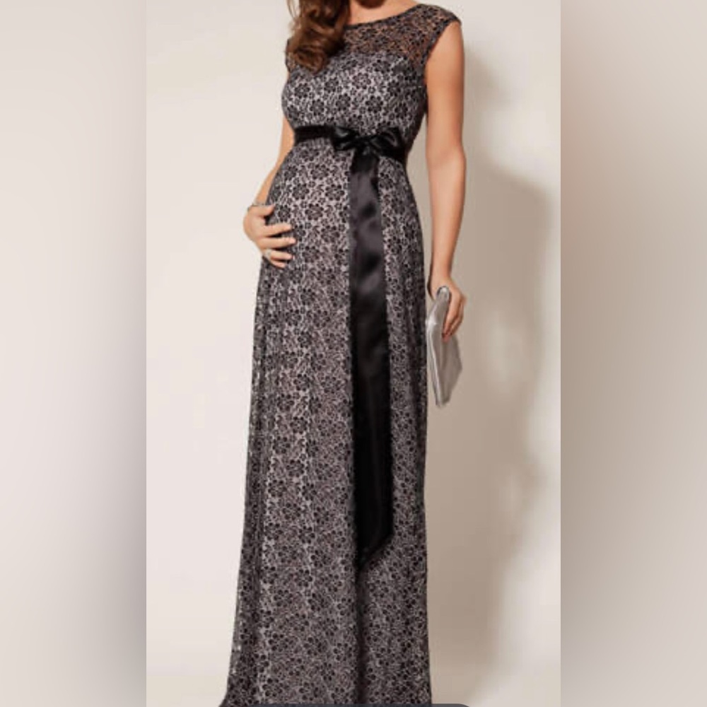 Black & Silver Maternity Evening Gown US size 14 (UK 6)